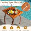 imageOutvita Outdoor Side Table Acacia Wooden End Table Small Coffee Table for Patio Balcony Garden Living Room Bedroom SturdyStriped Tabletop Curved Legs