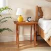 imageOutvita Outdoor Side Table Acacia Wooden End Table Small Coffee Table for Patio Balcony Garden Living Room Bedroom SturdyStriped Tabletop Curved Legs