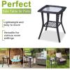 imageOutvita Outdoor Side Table Patio Rattan Coffee Table Small End Table with Glass Tabletop and Storage Shelf for Patio Porch Backyard Balcony Living RoomBlack
