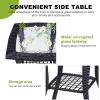 imageOutvita Outdoor Side Table Patio Rattan Coffee Table Small End Table with Glass Tabletop and Storage Shelf for Patio Porch Backyard Balcony Living RoomBlack