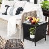 imageOutvita Outdoor Side Table Rattan Coffee Table Small End Table with Glass Top Storage for Patio Porch Backyard BalconyBlack