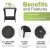 imageOutvita Outdoor Side Table Rattan Coffee Table Small End Table with Glass Top Storage for Patio Porch Backyard BalconyBlack