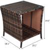 imageOutvita Outdoor Side Table Rattan Coffee Table Small End Table with Glass Top Storage for Patio Porch Backyard BalconyBrown