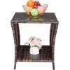 imageOutvita Outdoor Side Table Rattan Coffee Table Small End Table with Glass Top Storage for Patio Porch Backyard BalconyBrown