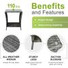 imageOutvita Outdoor Side Table Rattan Coffee Table Small End Table with Glass Top Storage for Patio Porch Backyard BalconyGrey