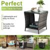 imageOutvita Outdoor Side Table Rattan Coffee Table Small End Table with Glass Top Storage for Patio Porch Backyard BalconyGrey