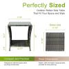 imageOutvita Outdoor Side Table Rattan Coffee Table Small End Table with Glass Top Storage for Patio Porch Backyard BalconyGrey