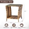 imageOutvita Outdoor Side Table Rattan Coffee Table Small End Table with Glass Top Storage for Patio Porch Backyard BalconyYellow