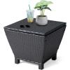 imageOutvita Outdoor Side Table Rattan Coffee Table with Storage 27 Gallon Patio Small Deck Storage Box for Cushion Towel Books Brown Side Table with lidBlack
