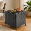 imageOutvita Outdoor Side Table Rattan Coffee Table with Storage 27 Gallon Patio Small Deck Storage Box for Cushion Towel Books Brown Side Table with lidBlack