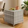imageOutvita Outdoor Side Table Rattan Coffee Table with Storage 27 Gallon Patio Small Deck Storage Box for Cushion Towel Books Brown Side Table with lidGrey