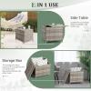 imageOutvita Outdoor Side Table Rattan Coffee Table with Storage 27 Gallon Patio Small Deck Storage Box for Cushion Towel Books Brown Side Table with lidGrey