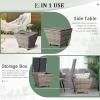 imageOutvita Outdoor Side Table Rattan Coffee Table with Storage 27 Gallon Patio Small Deck Storage Box for Cushion Towel Books Brown Side Table with lidGrey