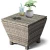 imageOutvita Outdoor Side Table Rattan Coffee Table with Storage 27 Gallon Patio Small Deck Storage Box for Cushion Towel Books Brown Side Table with lidGrey