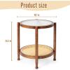 imageOutvita Outdoor Side Table Rattan Rubber Wood Coffee Table with Weather  Resistant Coating Double  Layer Storage 197quotx197quotx 232quot Easy Assembly for Patio Garden Living Room Bedroom