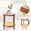 imageOutvita Outdoor Side Table Rattan Rubber Wood Coffee Table with Weather  Resistant Coating Double  Layer Storage 197quotx197quotx 232quot Easy Assembly for Patio Garden Living Room Bedroom