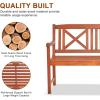 imageOutvita Outdoor Wooden Garden Bench 2Person Acacia Wood Loveseat with Armrests ampamp Backrest 600lbs Capacity Patio Park Bench for Backyard Deck Front Porch Bench