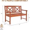 imageOutvita Outdoor Wooden Garden Bench 2Person Acacia Wood Loveseat with Armrests ampamp Backrest 600lbs Capacity Patio Park Bench for Backyard Deck Front Porch Bench