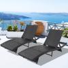 imageOutvita Paito Chaise Lounge Chairs PE Rattan Wicker Patio Pool Lounge Chair with 6 Adjustable Positions and Soft Cushion for Poolside Backyard Deck Porch Garden Beach BlueBlue