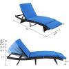 imageOutvita Paito Chaise Lounge Chairs PE Rattan Wicker Patio Pool Lounge Chair with 6 Adjustable Positions and Soft Cushion for Poolside Backyard Deck Porch Garden Beach BlueBlue