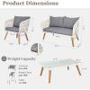 imageOutvita Patio Furniture 4pcs Outdoor Conversation Sofa Set with GlassampampAcacia Coffee Table Loveseat and Single Chair for Backyard Garden Terrace Balcony