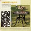 imageOutvita Patio Side Table 236in Outdoor Round Cast Aluminum Bistro Table with Umbrella Hole and Antique Design for Backyard Porch Pool Balcony Deck BlackRoundBrown