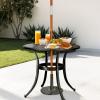 imageOutvita Patio Side Table 236in Outdoor Round Cast Aluminum Bistro Table with Umbrella Hole and Antique Design for Backyard Porch Pool Balcony Deck BlackRoundBlack