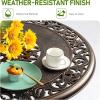 imageOutvita Patio Side Table 236in Outdoor Round Cast Aluminum Bistro Table with Umbrella Hole and Antique Design for Backyard Porch Pool Balcony Deck BlackRoundBrown