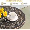 imageOutvita Patio Side Table 236in Outdoor Round Cast Aluminum Bistro Table with Umbrella Hole and Antique Design for Backyard Porch Pool Balcony Deck BlackRoundBrown