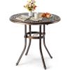 imageOutvita Patio Side Table 236in Outdoor Round Cast Aluminum Bistro Table with Umbrella Hole and Antique Design for Backyard Porch Pool Balcony Deck BlackRoundBrown