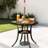 imageOutvita Patio Side Table 236in Outdoor Round Cast Aluminum Bistro Table with Umbrella Hole and Antique Design for Backyard Porch Pool Balcony Deck BlackRoundBrown
