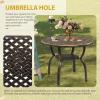 imageOutvita Patio Side Table 236in Outdoor Round Cast Aluminum Bistro Table with Umbrella Hole and Antique Design for Backyard Porch Pool Balcony Deck BlackRoundBrown