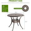 imageOutvita Patio Side Table 236in Outdoor Round Cast Aluminum Bistro Table with Umbrella Hole and Antique Design for Backyard Porch Pool Balcony Deck BlackRoundBrown