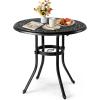 imageOutvita Patio Side Table 236in Outdoor Round Cast Aluminum Bistro Table with Umbrella Hole and Antique Design for Backyard Porch Pool Balcony Deck BlackRoundBlack