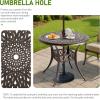 imageOutvita Patio Side Table 236in Outdoor Round Cast Aluminum Bistro Table with Umbrella Hole and Antique Design for Backyard Porch Pool Balcony Deck BlackRoundBrown