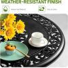 imageOutvita Patio Side Table 236in Outdoor Round Cast Aluminum Bistro Table with Umbrella Hole and Antique Design for Backyard Porch Pool Balcony Deck BlackRoundBlack