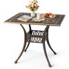 imageOutvita Patio Side Table 354in Outdoor Square Cast Aluminum Bistro Table with Umbrella Hole and Antique Design for Backyard Porch Pool Balcony Deck BronzeSquareBrown