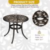 imageOutvita Patio Side Table 354in Outdoor Square Cast Aluminum Bistro Table with Umbrella Hole and Antique Design for Backyard Porch Pool Balcony Deck BronzeRoundBrown