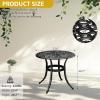 imageOutvita Patio Side Table 354in Outdoor Square Cast Aluminum Bistro Table with Umbrella Hole and Antique Design for Backyard Porch Pool Balcony Deck BronzeRoundBlack