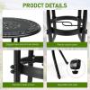 imageOutvita Patio Side Table 354in Outdoor Square Cast Aluminum Bistro Table with Umbrella Hole and Antique Design for Backyard Porch Pool Balcony Deck BronzeRoundBlack
