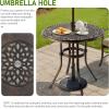 imageOutvita Patio Side Table 354in Outdoor Square Cast Aluminum Bistro Table with Umbrella Hole and Antique Design for Backyard Porch Pool Balcony Deck BronzeRoundBrown