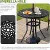 imageOutvita Patio Side Table 354in Outdoor Square Cast Aluminum Bistro Table with Umbrella Hole and Antique Design for Backyard Porch Pool Balcony Deck BronzeRoundBlack