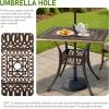 imageOutvita Patio Side Table 354in Outdoor Square Cast Aluminum Bistro Table with Umbrella Hole and Antique Design for Backyard Porch Pool Balcony Deck BronzeSquareBrown