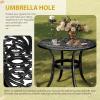 imageOutvita Patio Side Table 354in Outdoor Square Cast Aluminum Bistro Table with Umbrella Hole and Antique Design for Backyard Porch Pool Balcony Deck BronzeRoundBlack