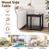 imageOutvita Patio Small Side Table Acacia Wood 18 inch DoubleDeck Coffee Table with Storage Tier for Living Room Garden Balcony Porch Deck BlackBlack