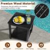imageOutvita Patio Small Side Table Acacia Wood 18 inch DoubleDeck Coffee Table with Storage Tier for Living Room Garden Balcony Porch Deck BlackBlack