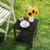 imageOutvita Patio Small Side Table Acacia Wood 18 inch DoubleDeck Coffee Table with Storage Tier for Living Room Garden Balcony Porch Deck BlackBlack