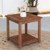 imageOutvita Patio Small Side Table Acacia Wood 18 inch DoubleDeck Coffee Table with Storage Tier for Living Room Garden Balcony Porch Deck BlackCarbonized Color