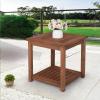 imageOutvita Patio Small Side Table Acacia Wood 18 inch DoubleDeck Coffee Table with Storage Tier for Living Room Garden Balcony Porch Deck BlackCarbonized Color