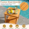 imageOutvita Patio Small Side Table Acacia Wood 18 inch DoubleDeck Coffee Table with Storage Tier for Living Room Garden Balcony Porch Deck BlackTeak Color